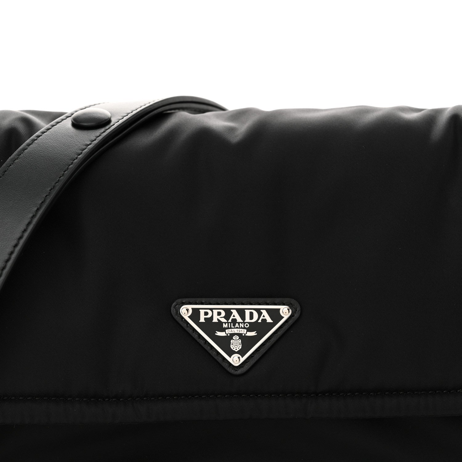 Re-Nylon Vitello Padded Small Flap Shoulder Bag Black