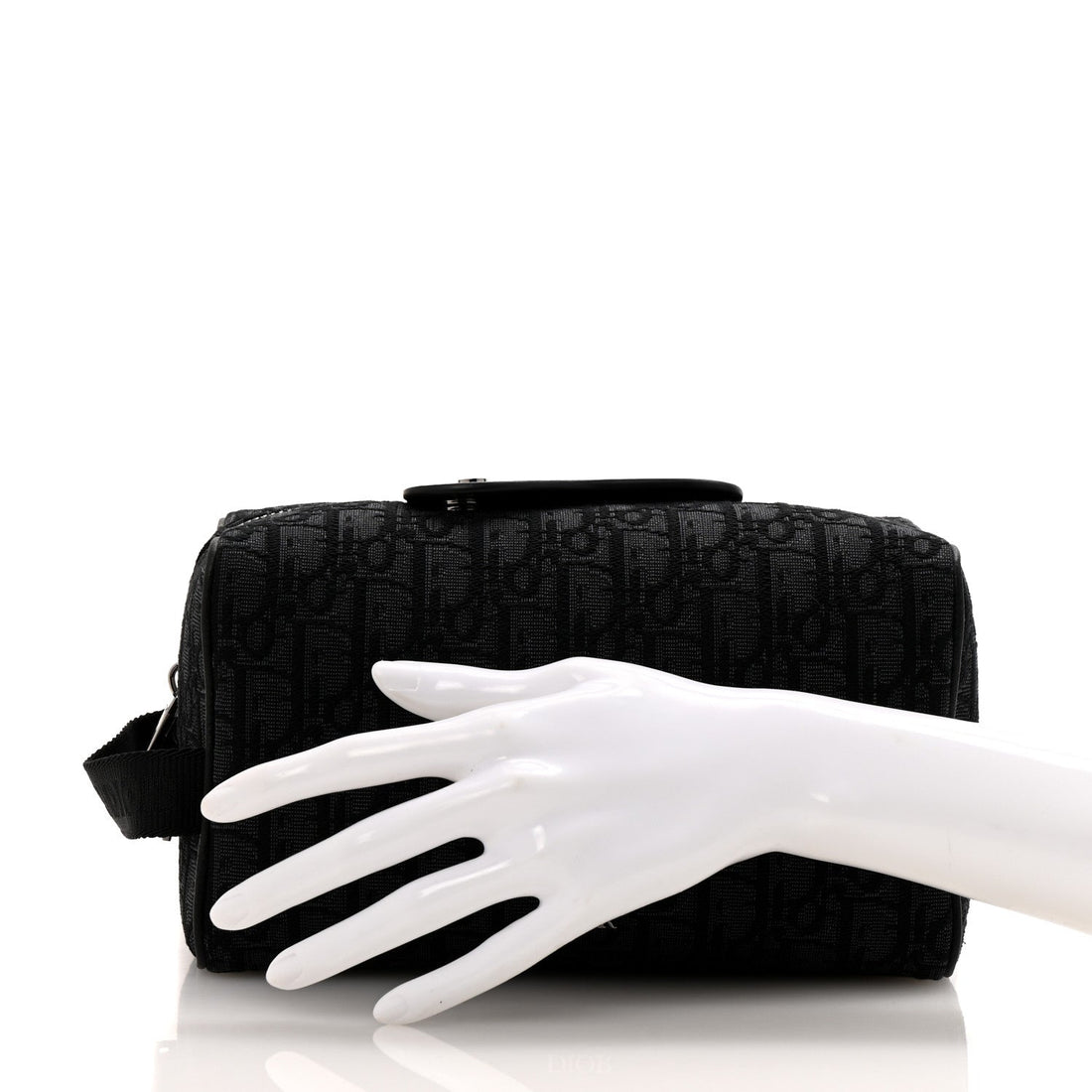 Oblique Jacquard Grained Calfskin Lingot Manity Toiletry Case Black