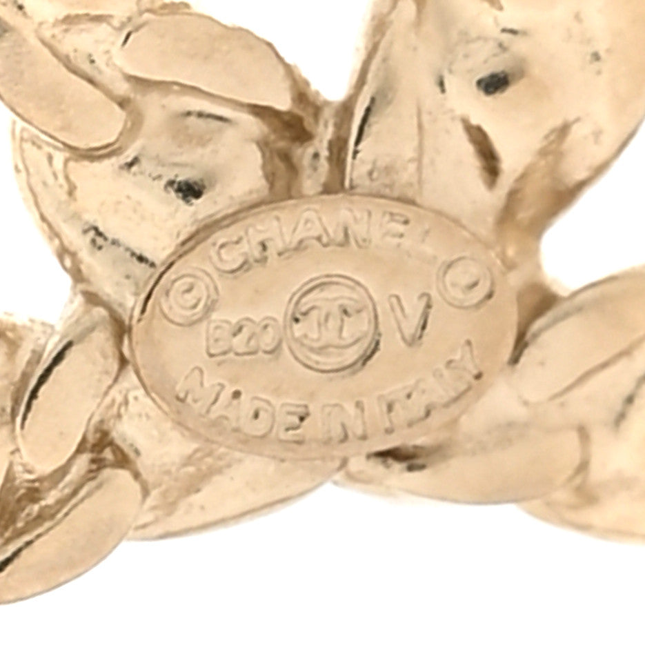 Crystal Chain Chanel Strass CC Drop Earrings Gold