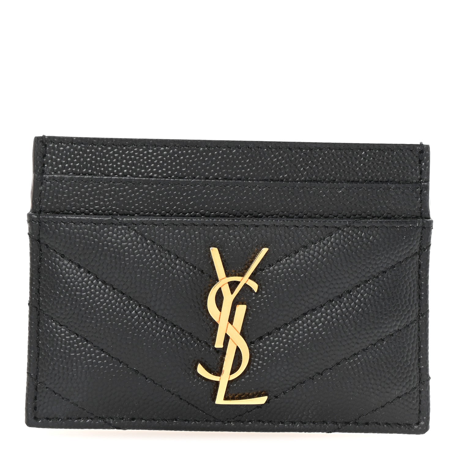 Grain De Poudre Matelasse Chevron Monogram Credit Card Case Black