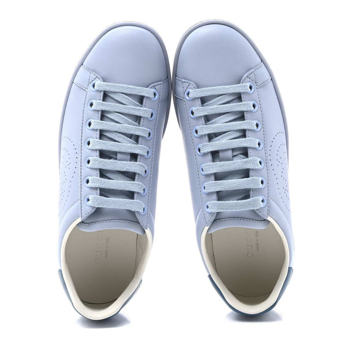 Calfskin Interlocking G Perforated Womens Ace Sneakers 35.5 Porcelain Light Blue Zaffiro