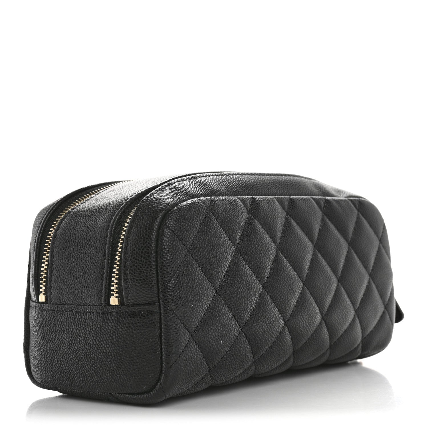 Caviar Quilted Toiletry Case With Chain Black