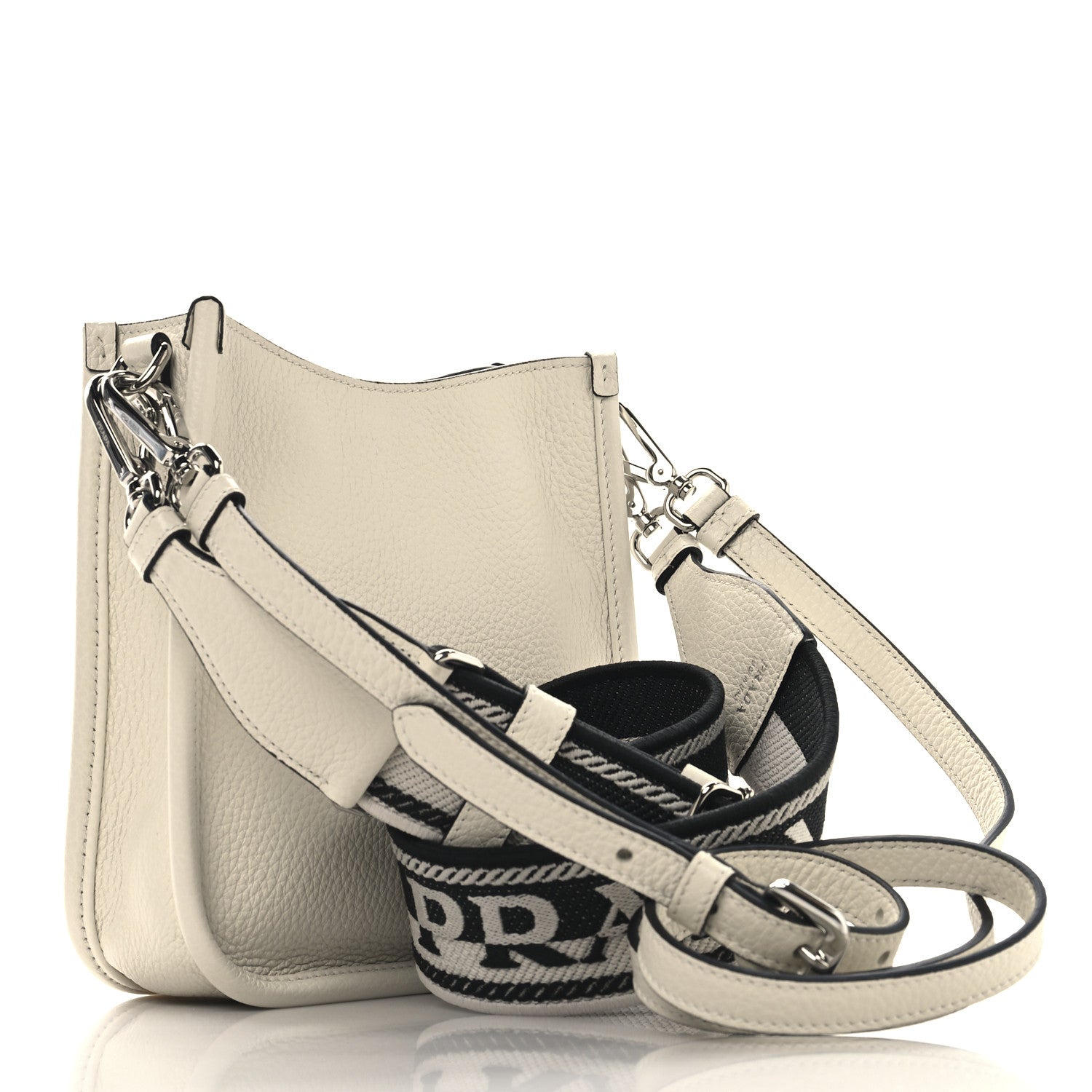 Vitello Daino Soft Mini Hobo Messenger Bag White