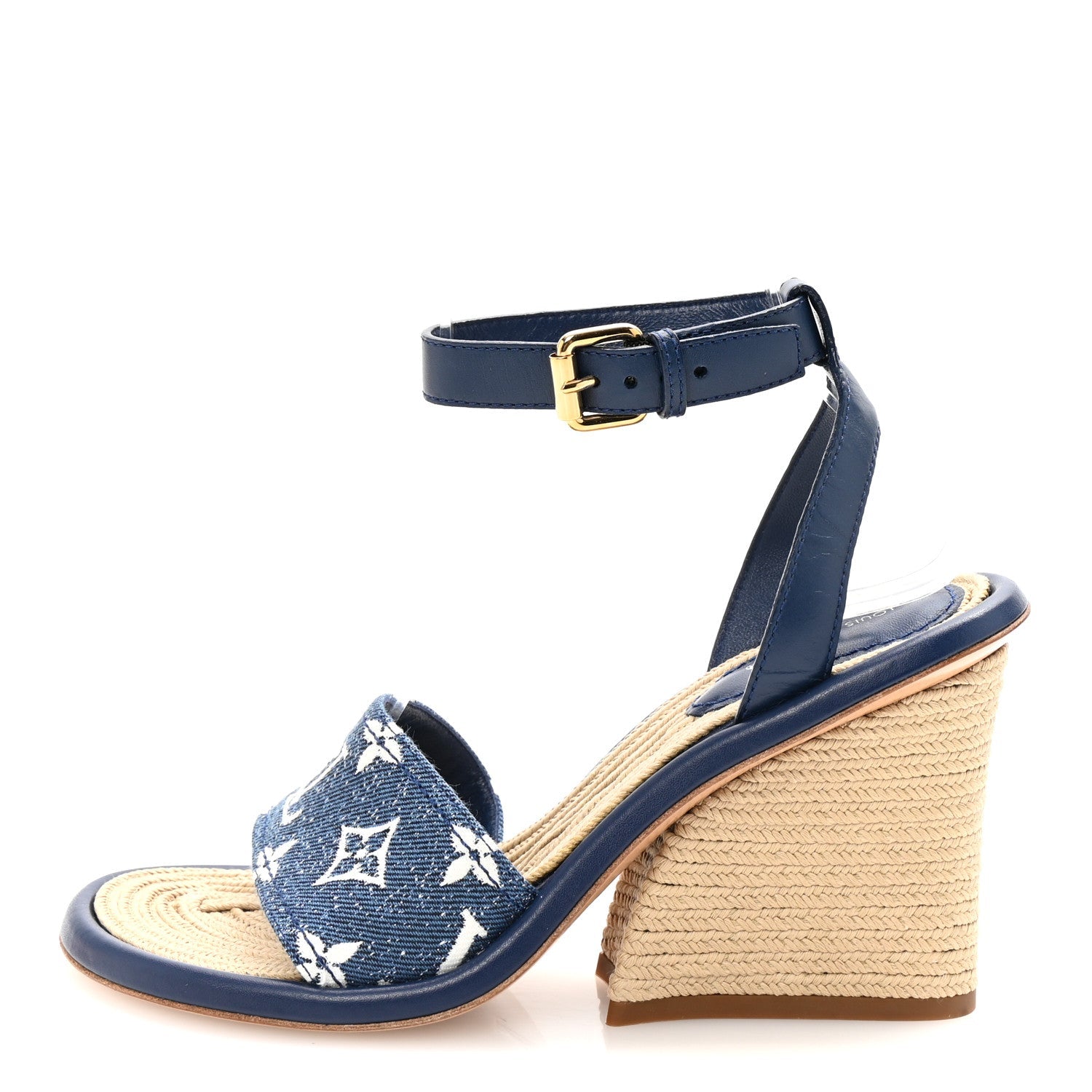 Monogram Denim Maia Wedge Sandal 37