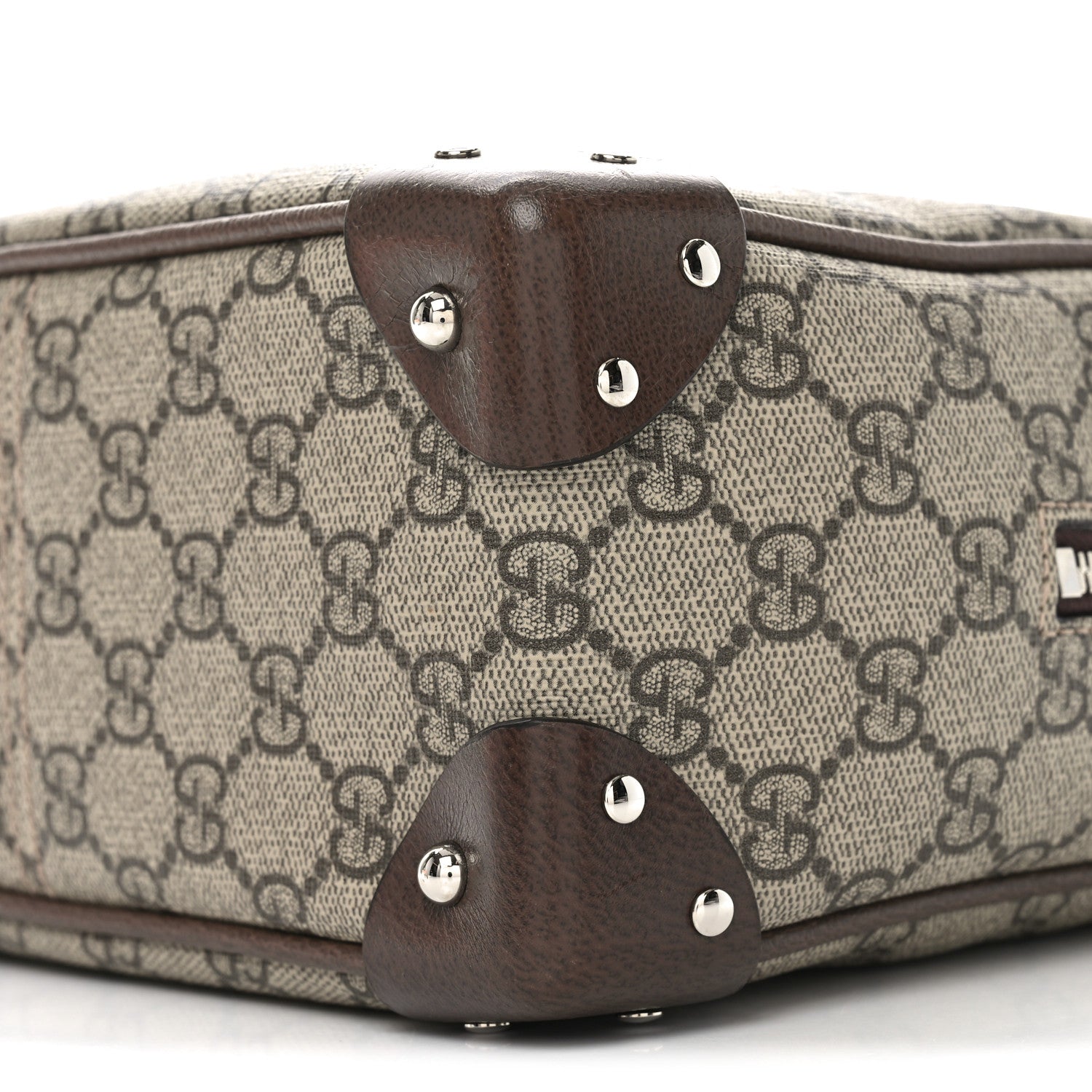 GG Supreme Monogram Textured Calfskin Square Messenger Bag Beige Ebony New Acero