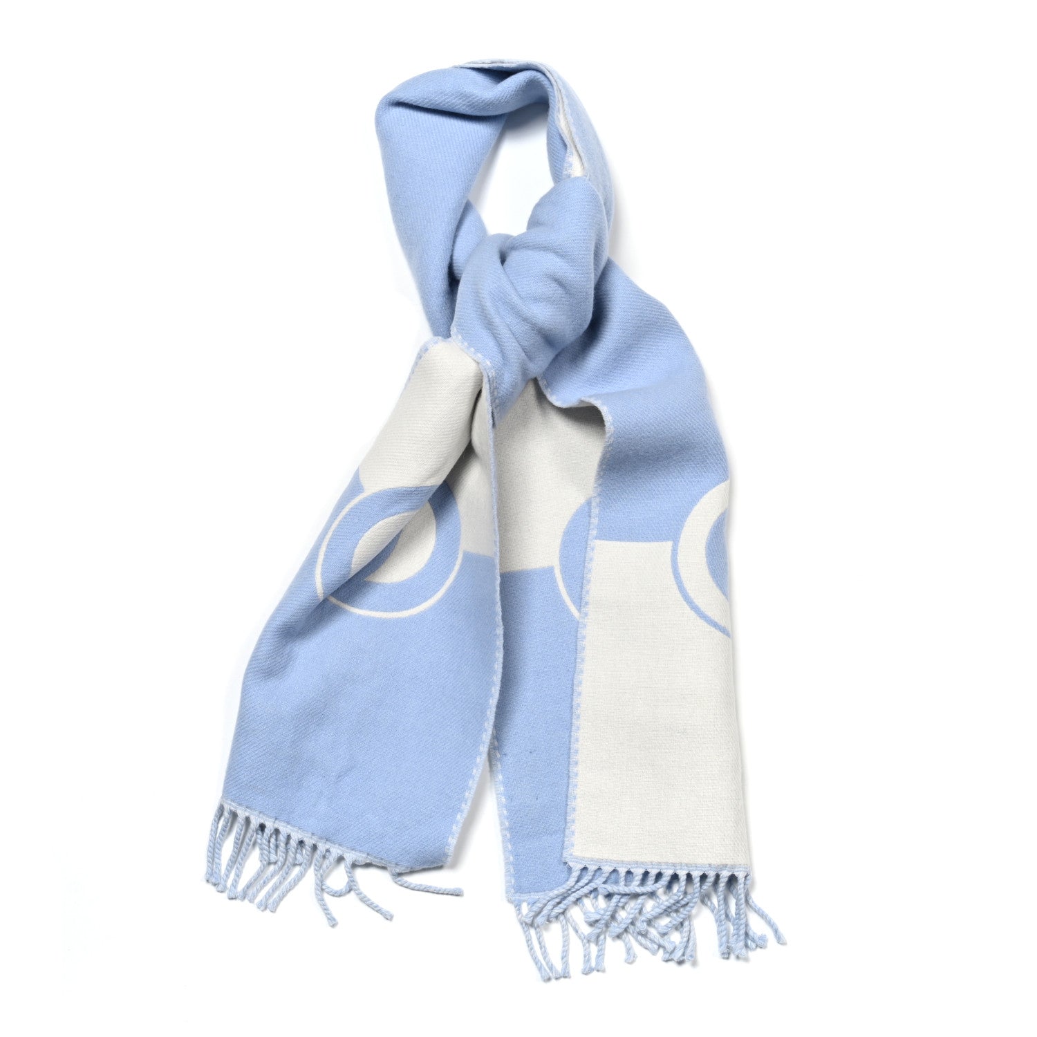 Wool Cashmere Interlocking G Scarf Sky Blue Ivory