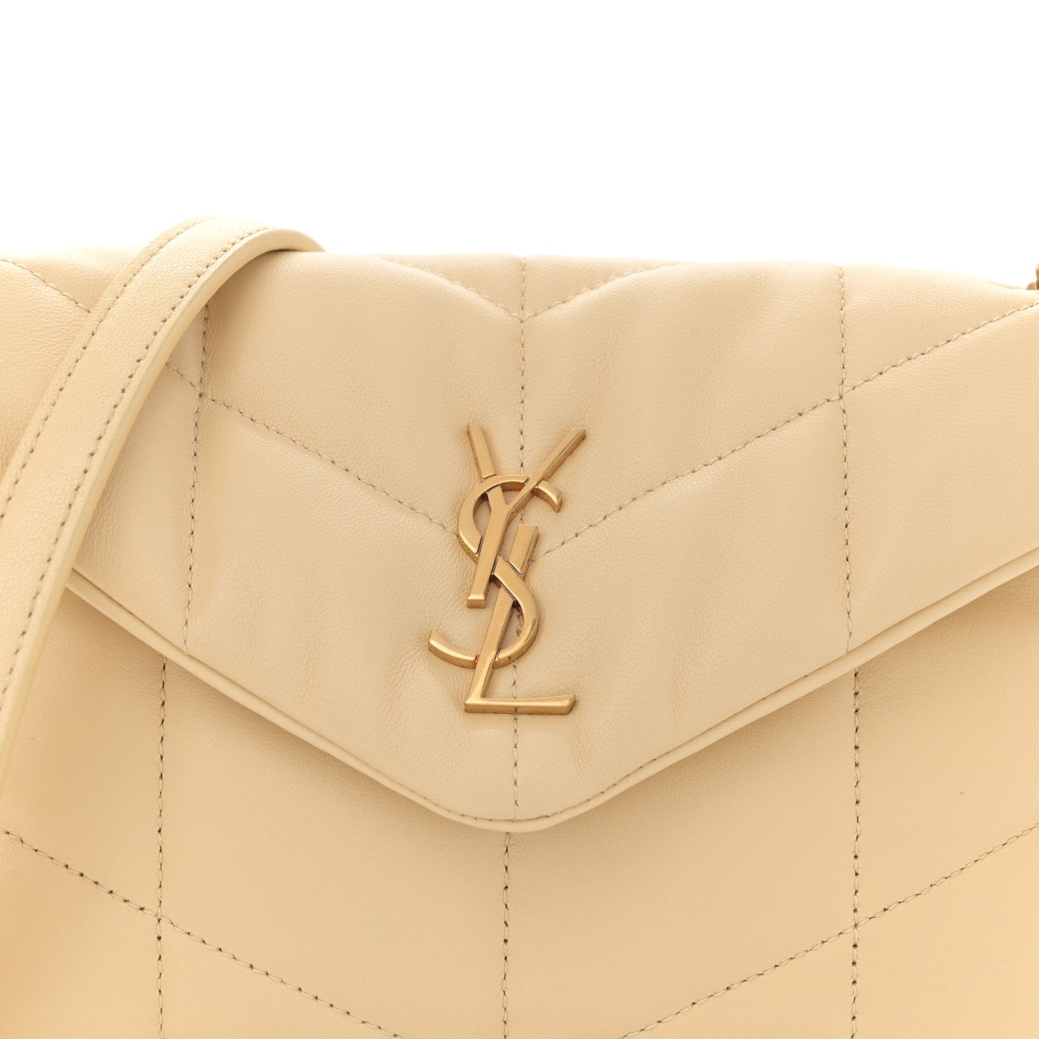 Lambskin Quilted Toy Loulou Puffer Monogram Chain Satchel  Jaune Pale