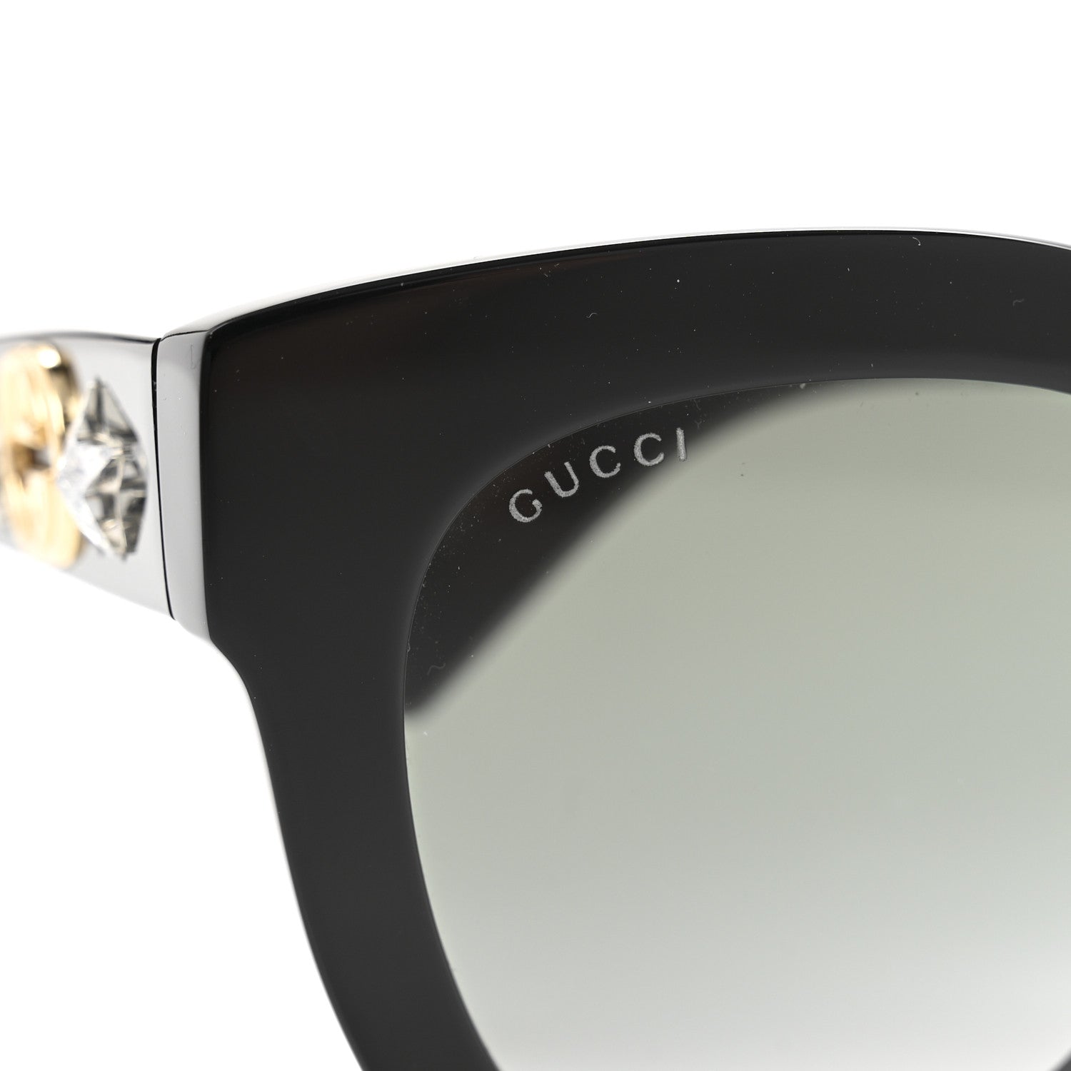 Acetate Crystal Star Round Frame Sunglasses GG0208S Black