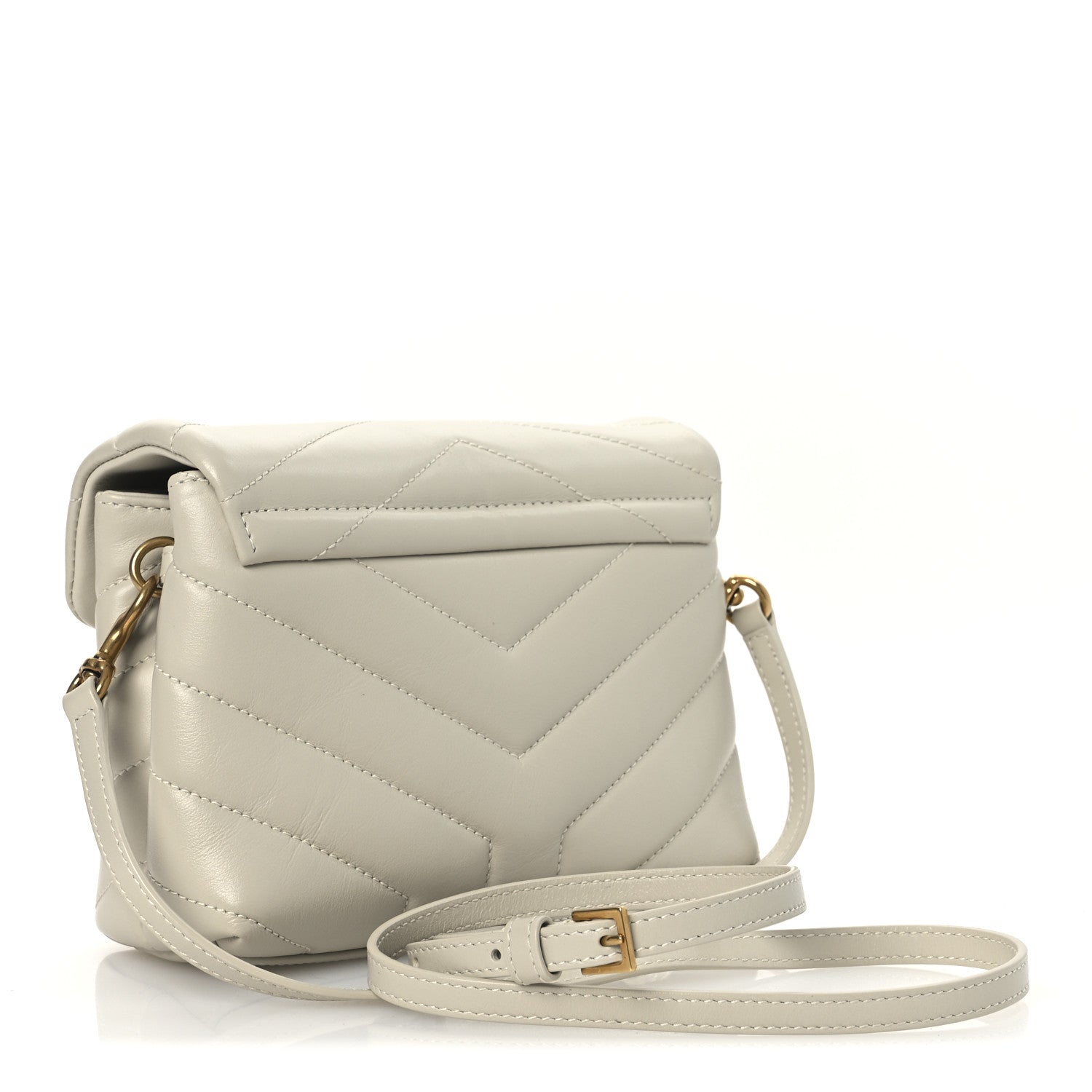 Calfskin Y Quilted Monogram Toy Loulou Crossbody Bag Blanc Vintage