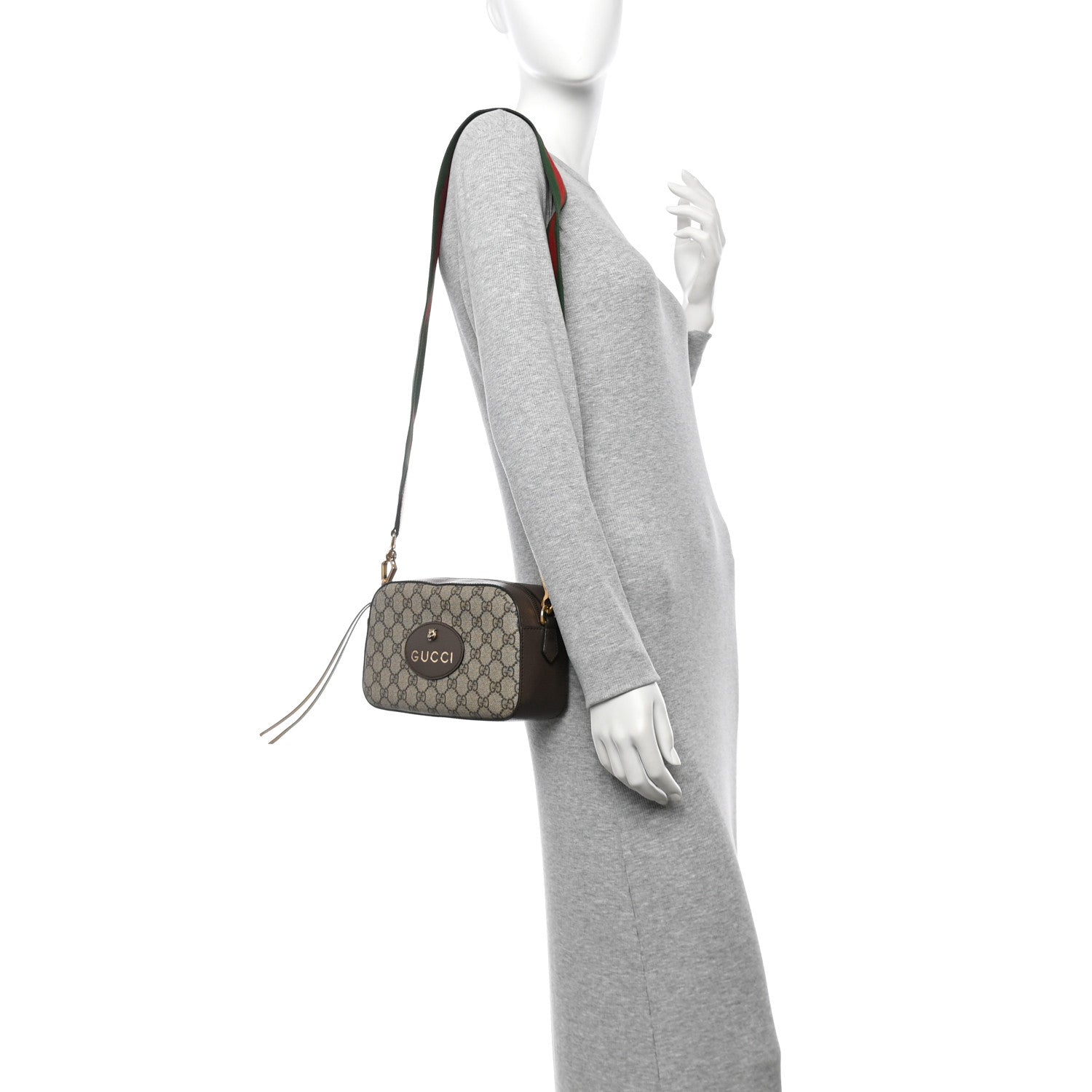 GG Supreme Monogram Web Neo Vintage Shoulder Bag Beige New Acero Crop