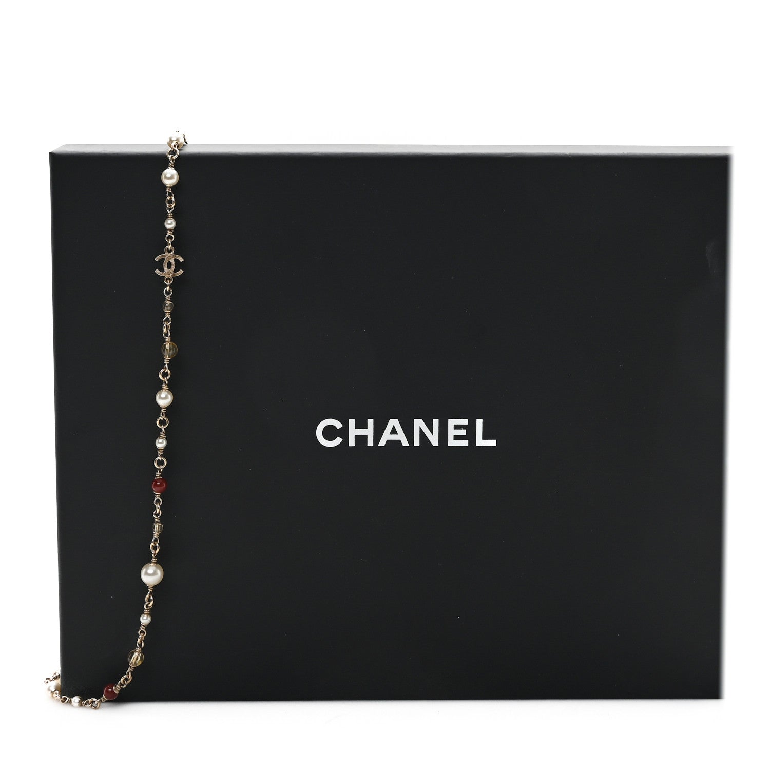 Pearl Bead Multi Strand CC Long Necklace Gold White Burgundy Yellow