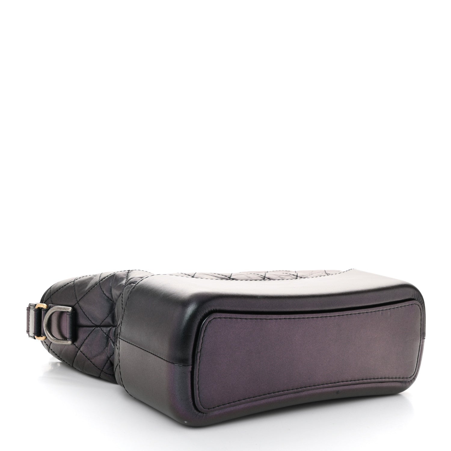 Iridescent Aged Calfskin Quilted Medium Gabrielle Hobo Black