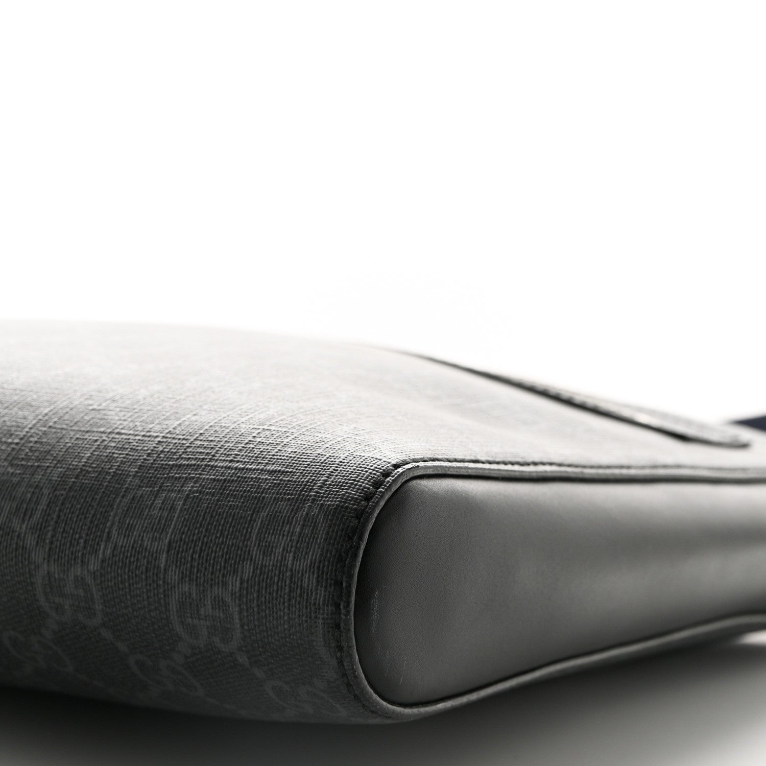 GG Supreme Monogram Appia Calfskin Web Flat Messenger Bag Black Grey