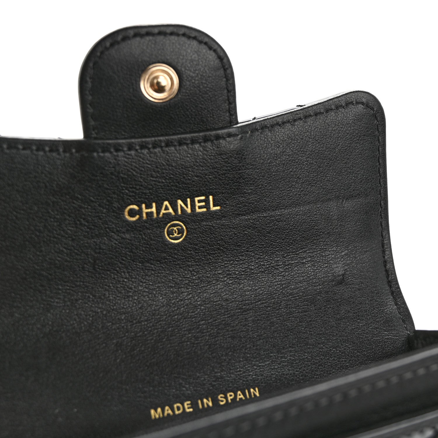 Patent Quilted Flap Card Holder Wallet Black