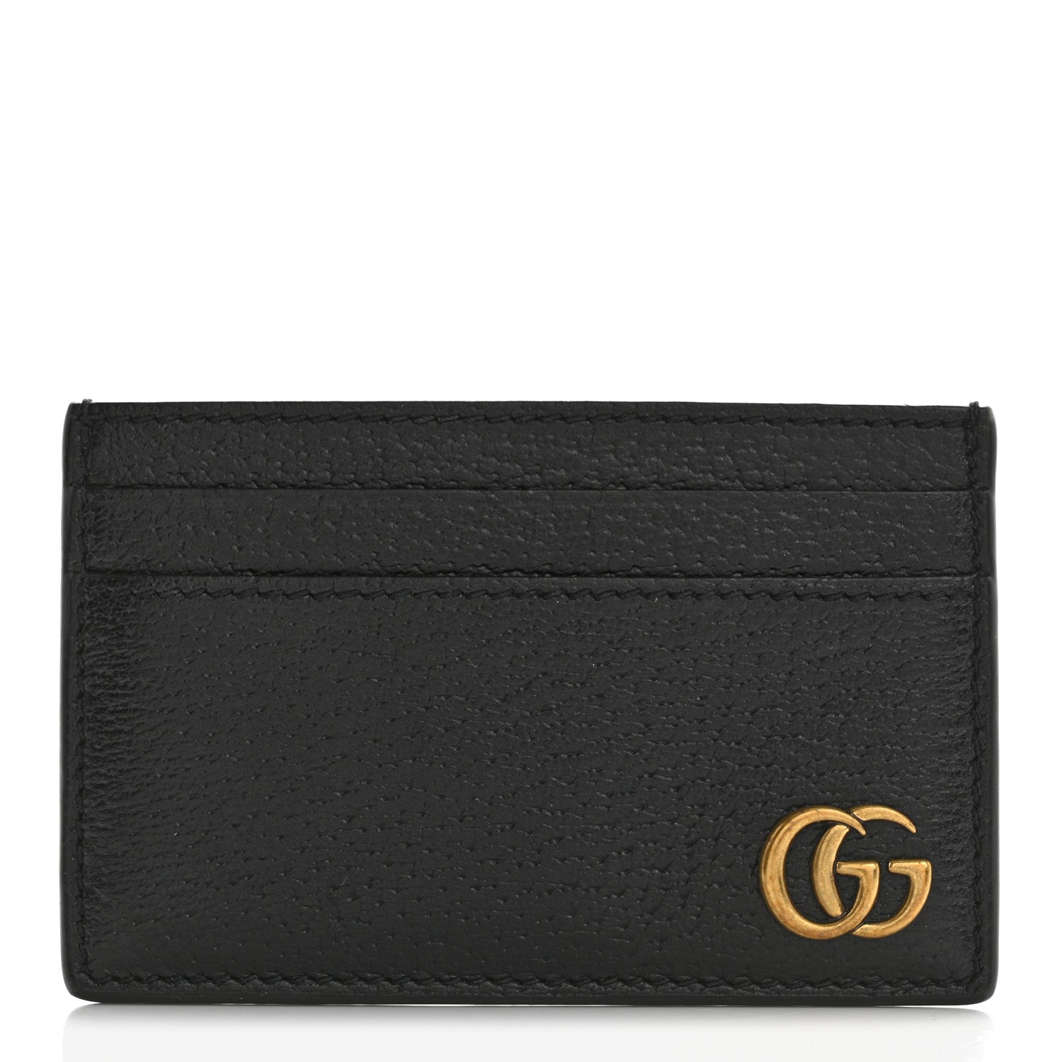 Calfskin Boar Effect GG Marmont Card Holder Black