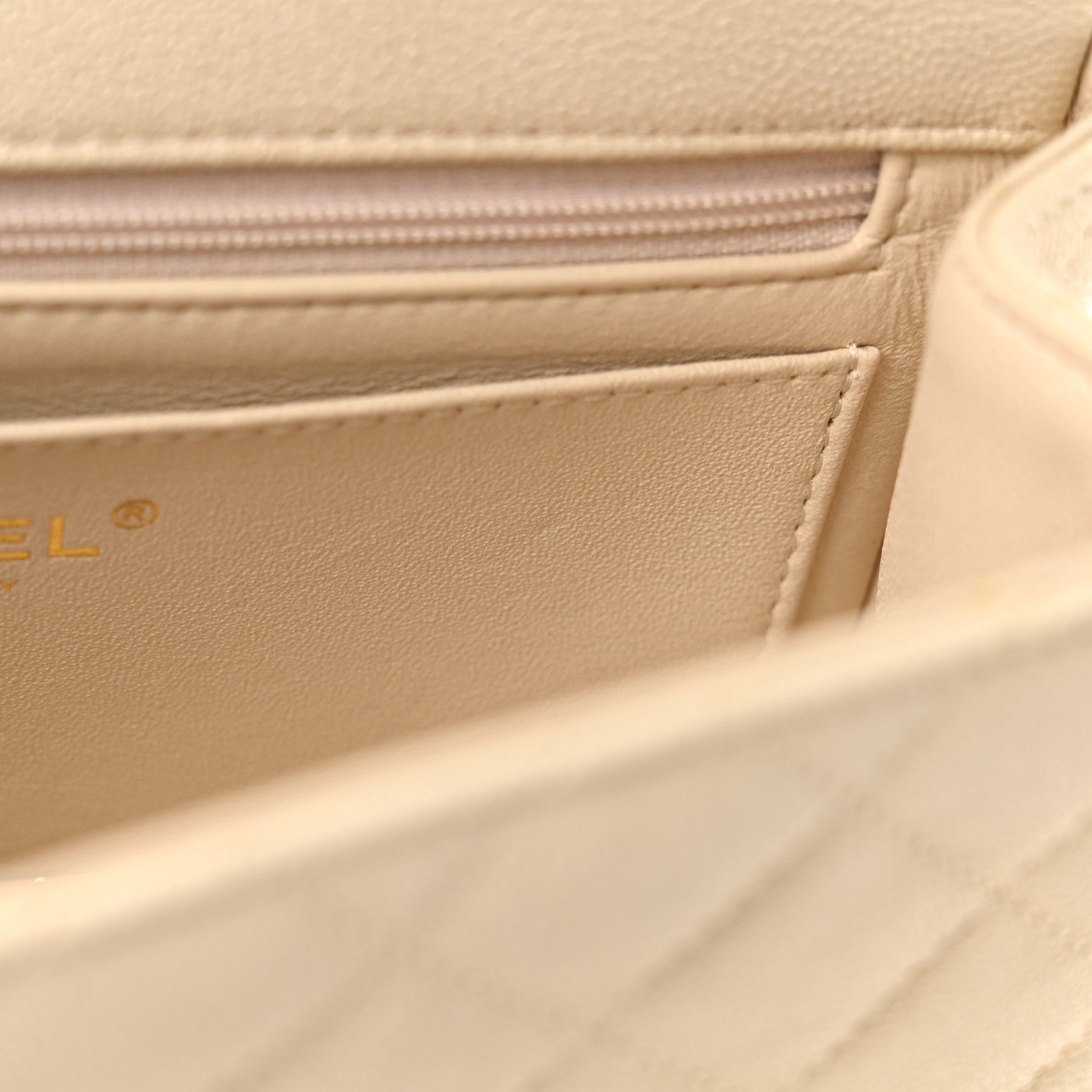 Caviar Quilted Mini Top Handle Rectangular Flap Beige