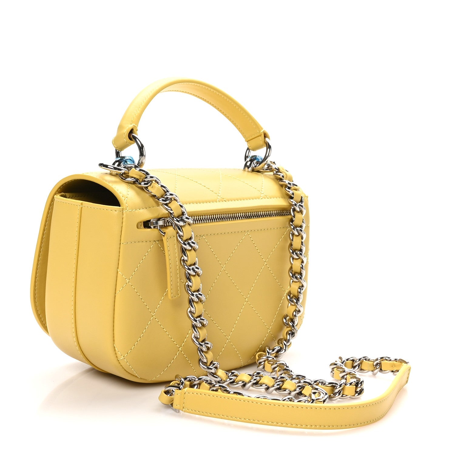 Calfskin Stitched Small Ring My Bag Flap Crossbody Yellow