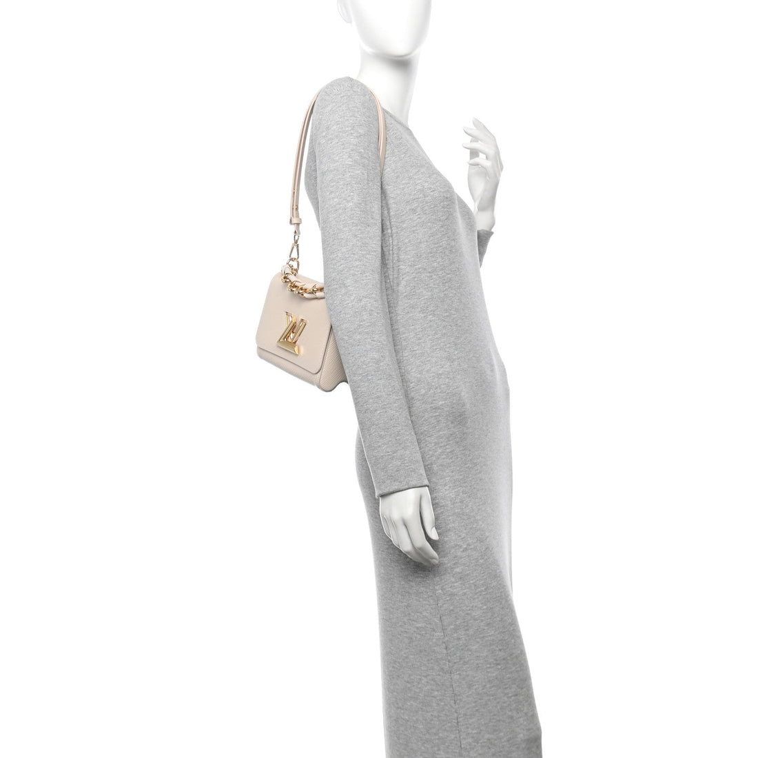 Epi Twist Braided Chain Shoulder Bag PM Quartz White