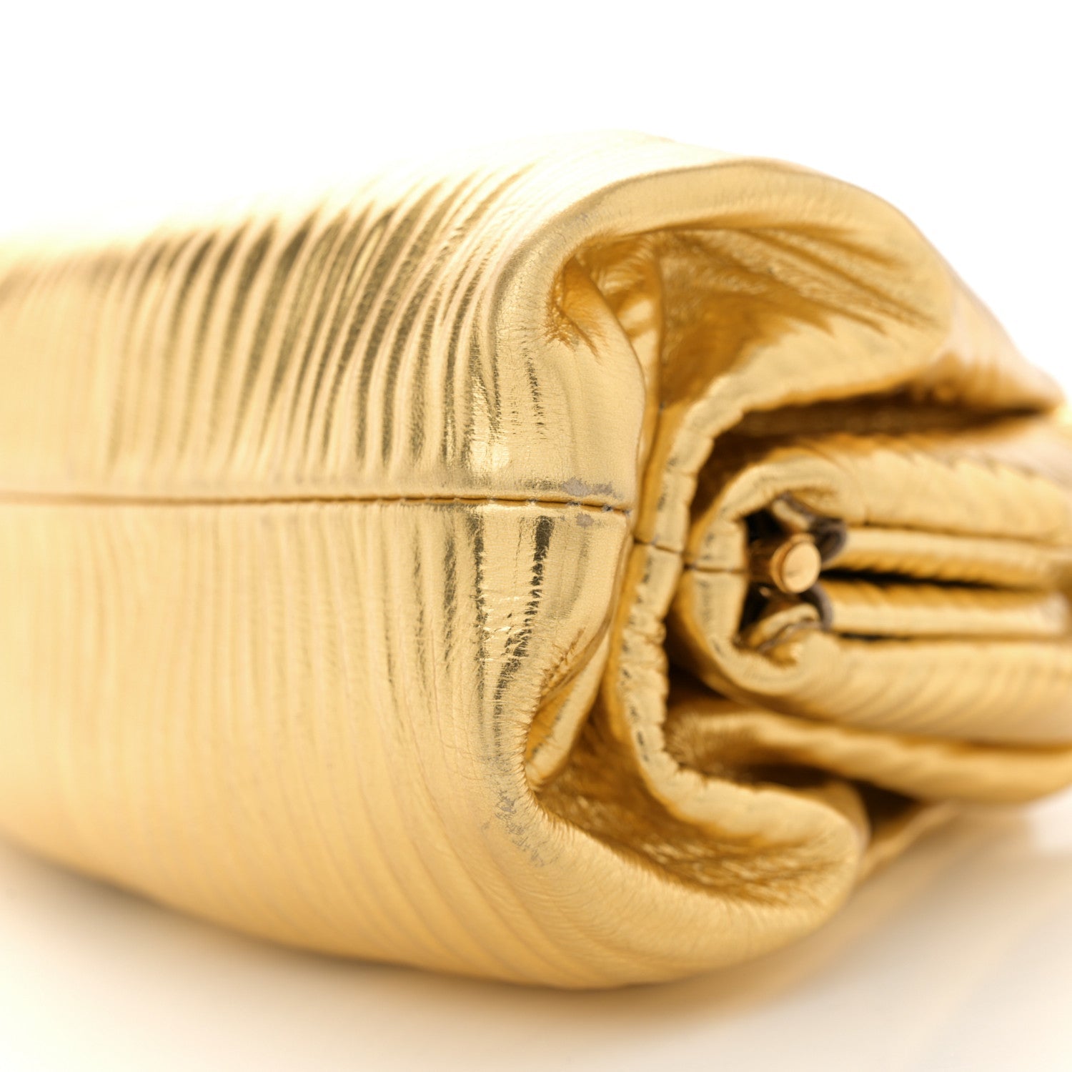 Metallic Bark Calfskin The Mini Pouch Gold