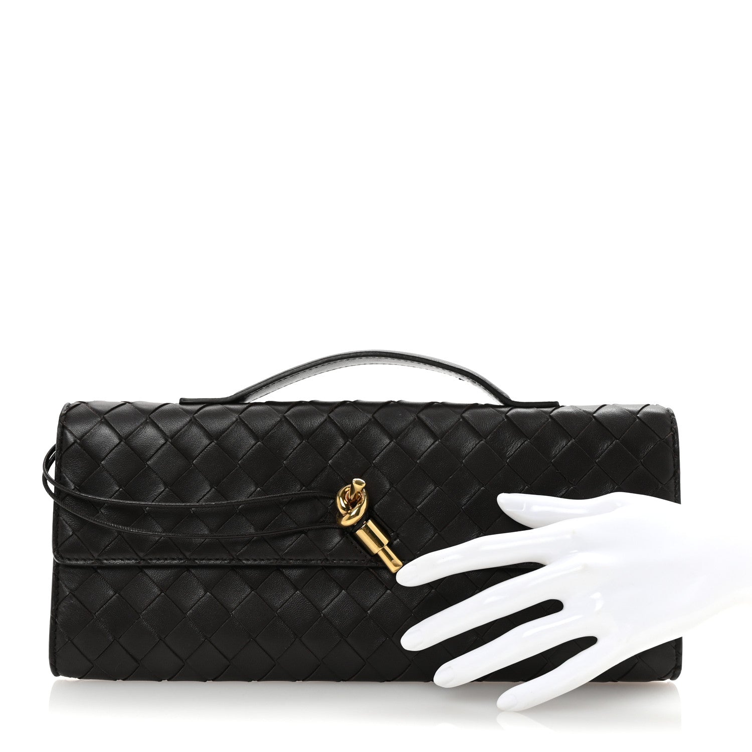 Nappa Intrecciato Long Andiamo Top Handle Clutch Fondant
