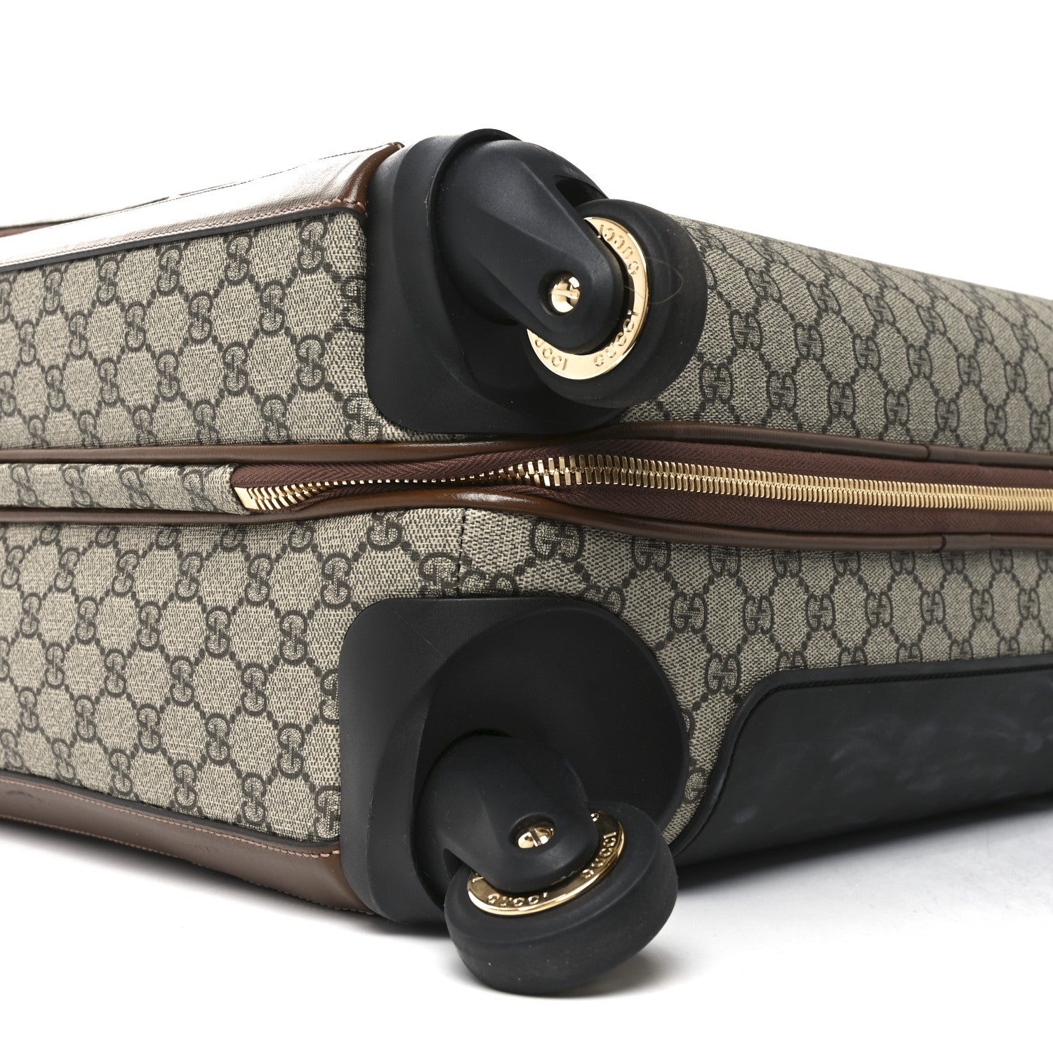 GG Supreme Monogram Azalea Calfskin Retro Interlocking G Small Savoy Cabin Trolley Beige Ebony Brown Sugar