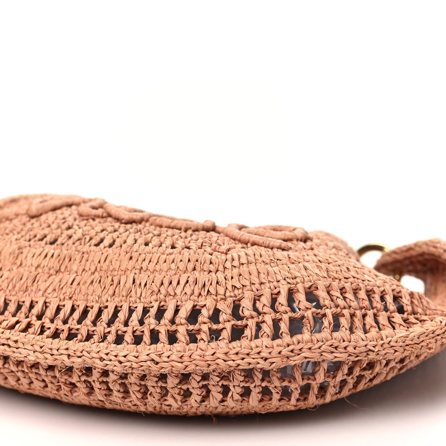 Raffia Calfskin Summer Banana Hobo Summery Beige