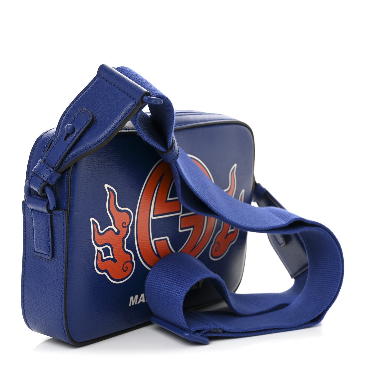 New Shanghai Calfskin Interlocking G Logo Camera Crossbody Bag Cobalt Blue Orange