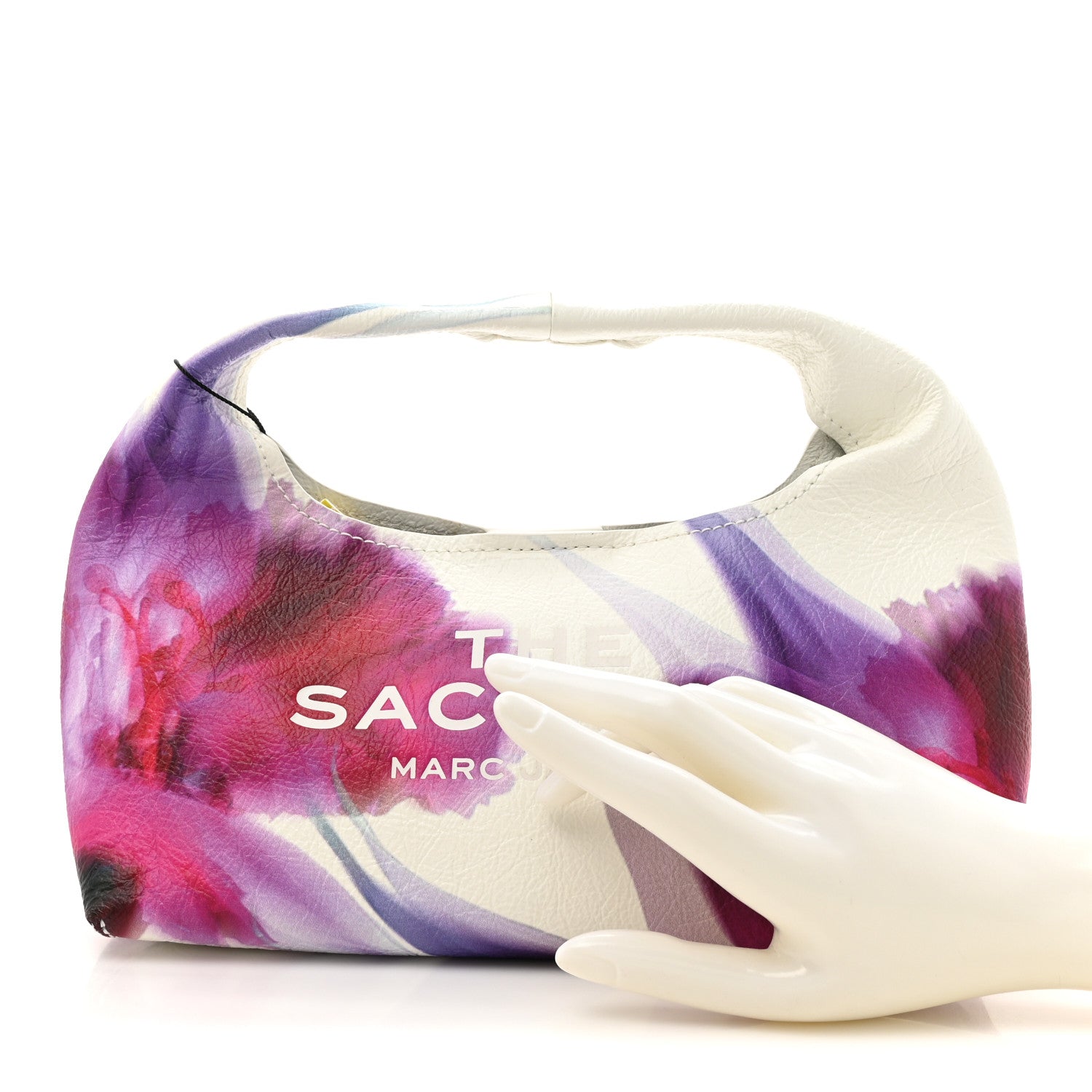 Crinkled Calfskin Future Floral Mini The Sack Bag White Multicolor