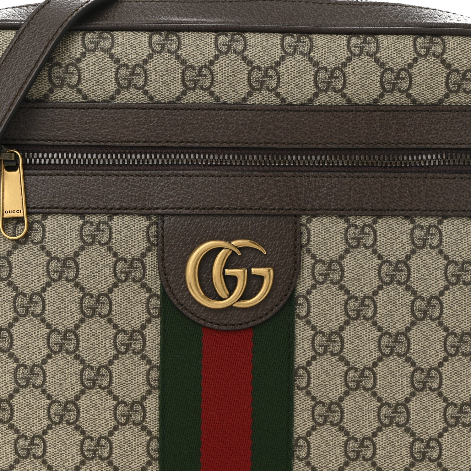GG Supreme Monogram Web Medium Ophidia Messenger Bag Brown