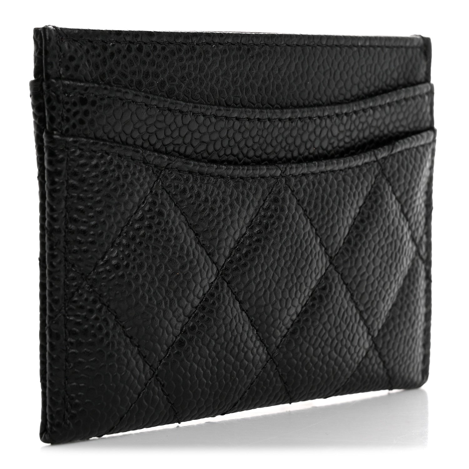Caviar Quilted Card Holder Black
