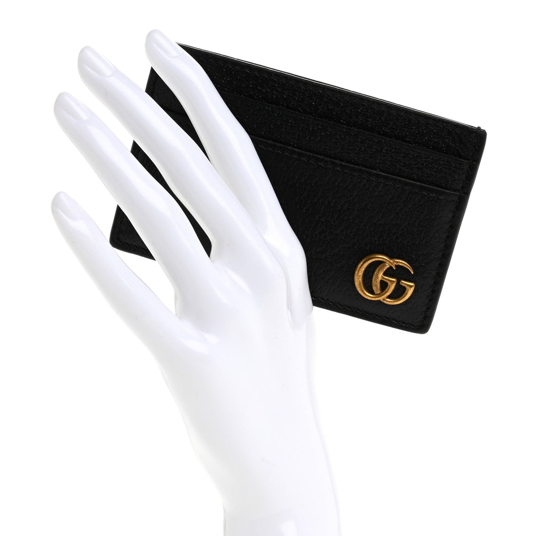 Calfskin Boar Effect GG Marmont Card Holder Black