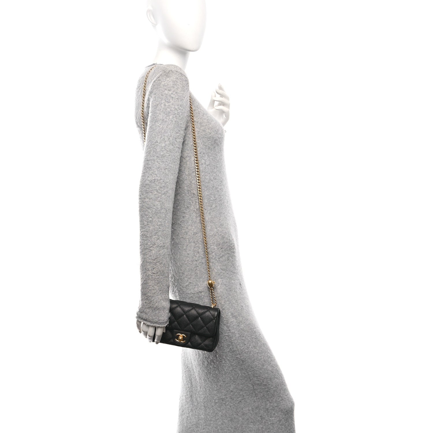 Caviar Quilted Mini Sweetheart Rectangular Flap Black