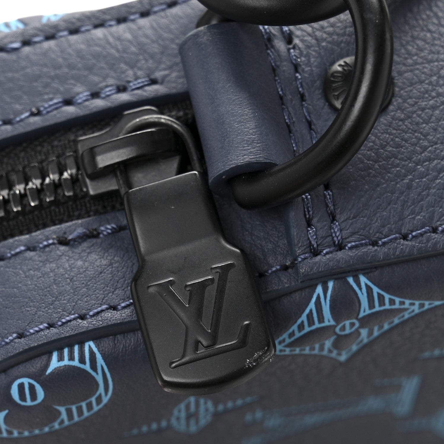 Calfskin Monogram Shadow Trio Messenger Navy River Blue