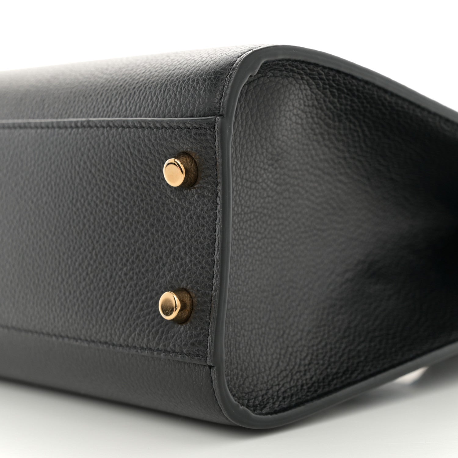 Grained Calfskin Snakeskin Embossed Virtus Top Handle Tote Black