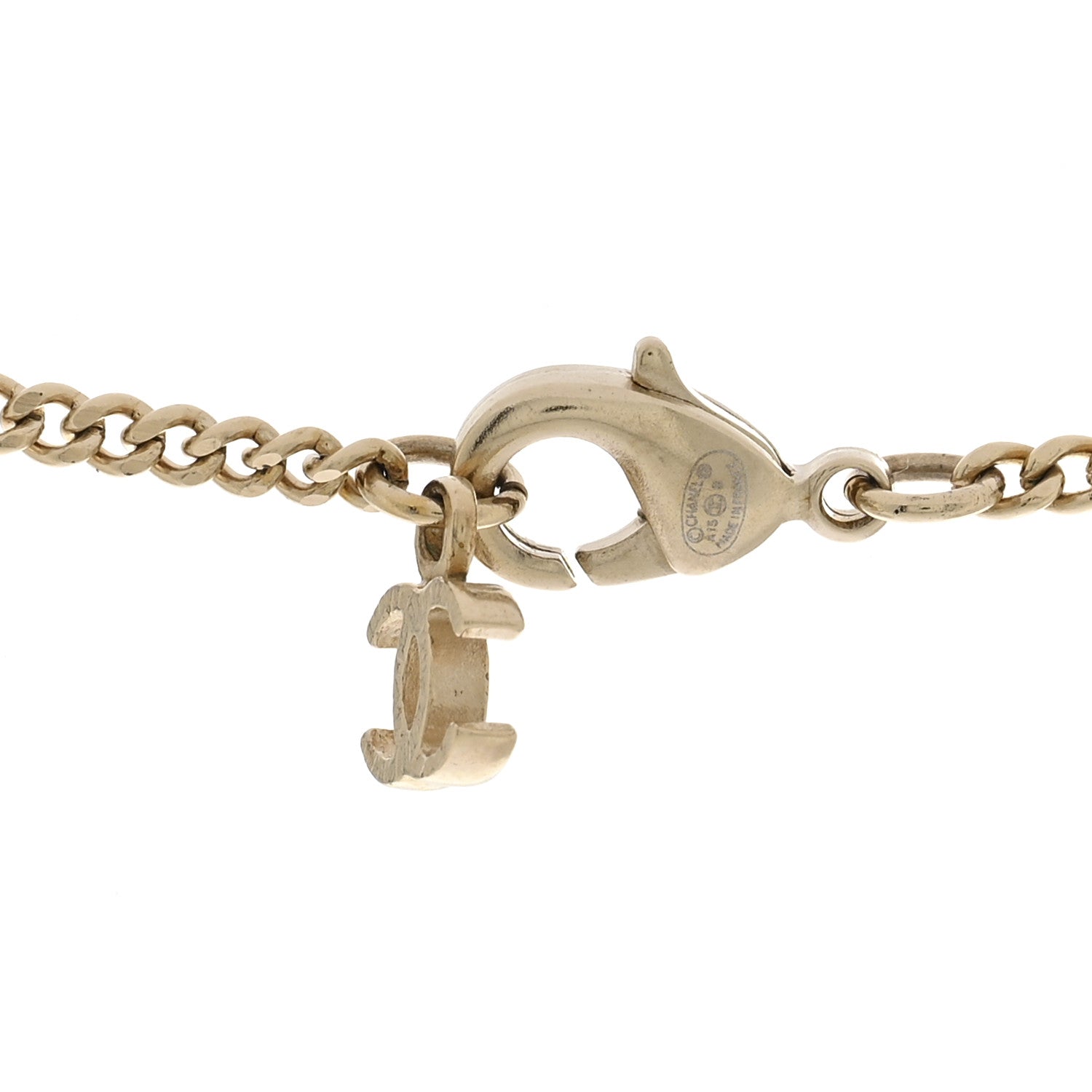 Baguette Crystal CC Necklace Light Gold Black