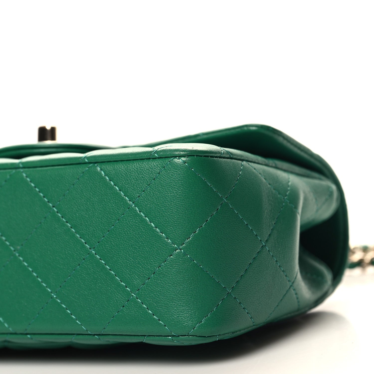 Lambskin Quilted Mini Top Handle Rectangular Flap Green