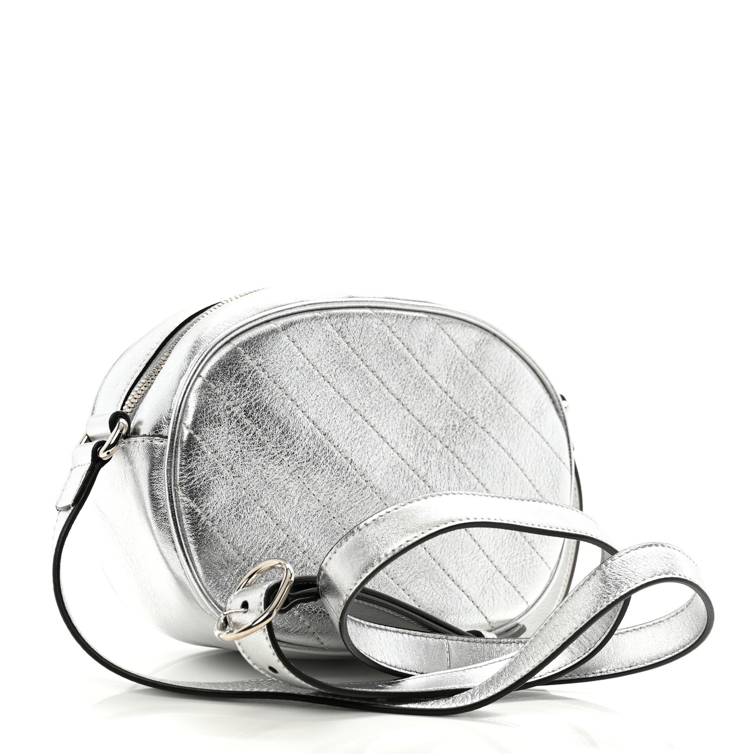Metallic Sakai Be Green Calfskin Diagonal Stitched Mini Blondie Shoulder Bag Silver