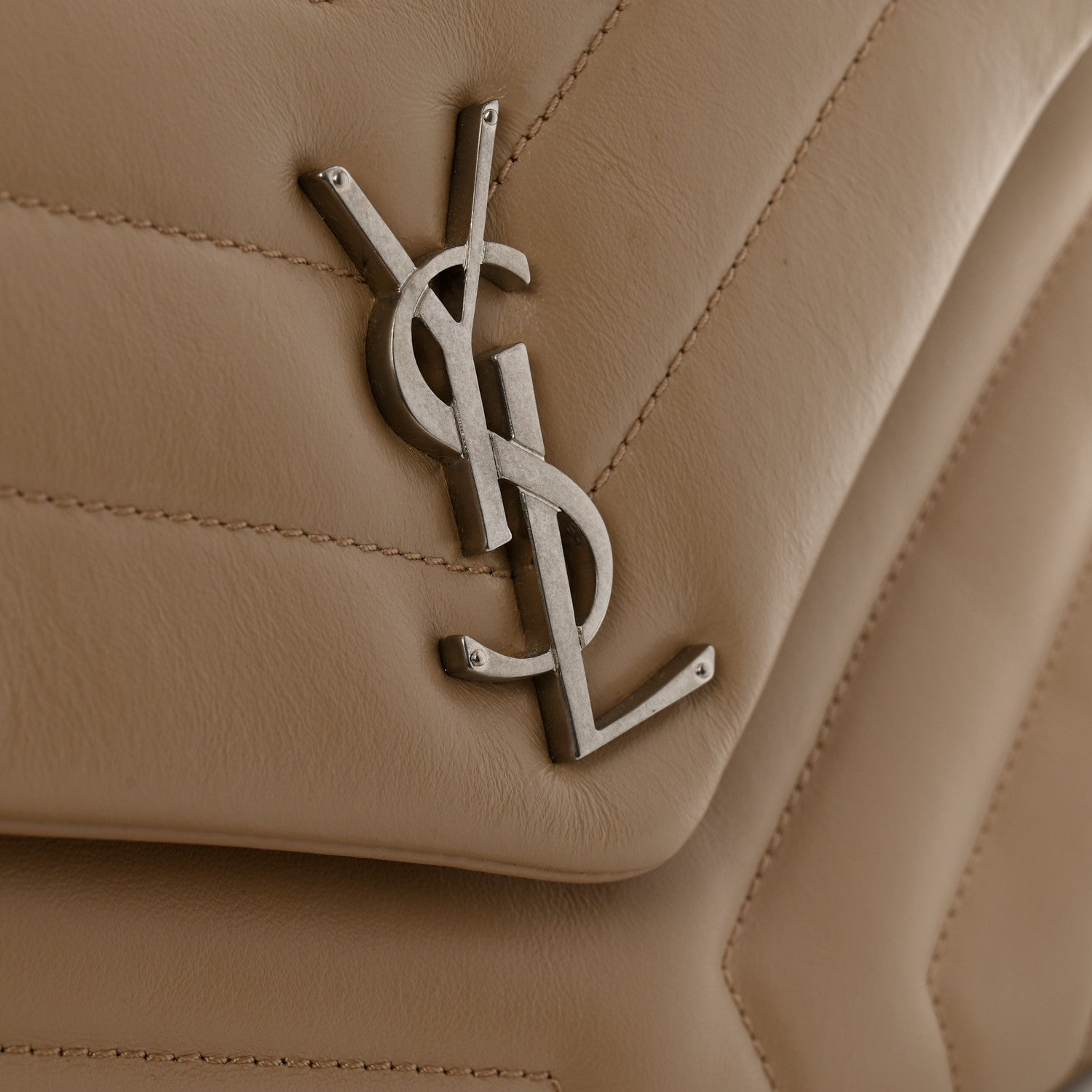 Calfskin Y Quilted Monogram Small Loulou Chain Satchel Dark Beige