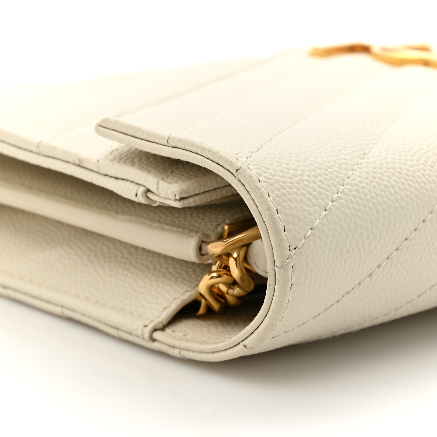 Grain De Poudre Matelasse Chevron Monogram Chain Wallet Crema Soft