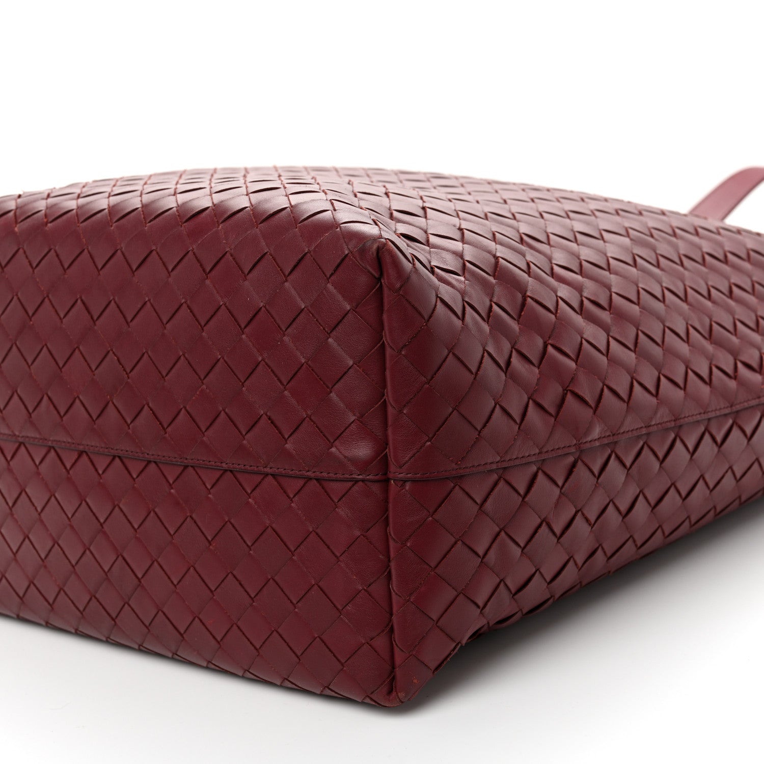 Calfskin Intrecciato Large North South Tote Bag Burgundy