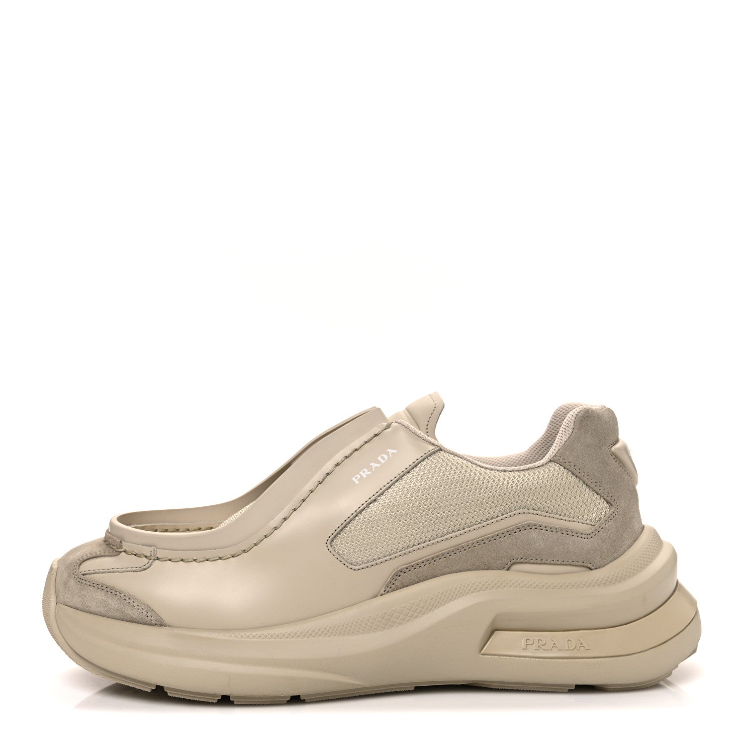 Brushed Calfskin Mens Systeme Sneakers 10.5 Beige