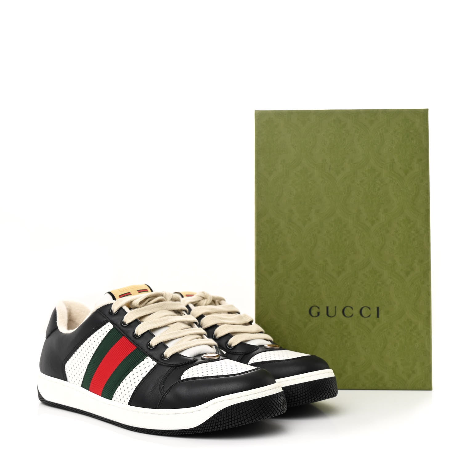 Calfskin Web Mens Screener Sneakers 9 Black White