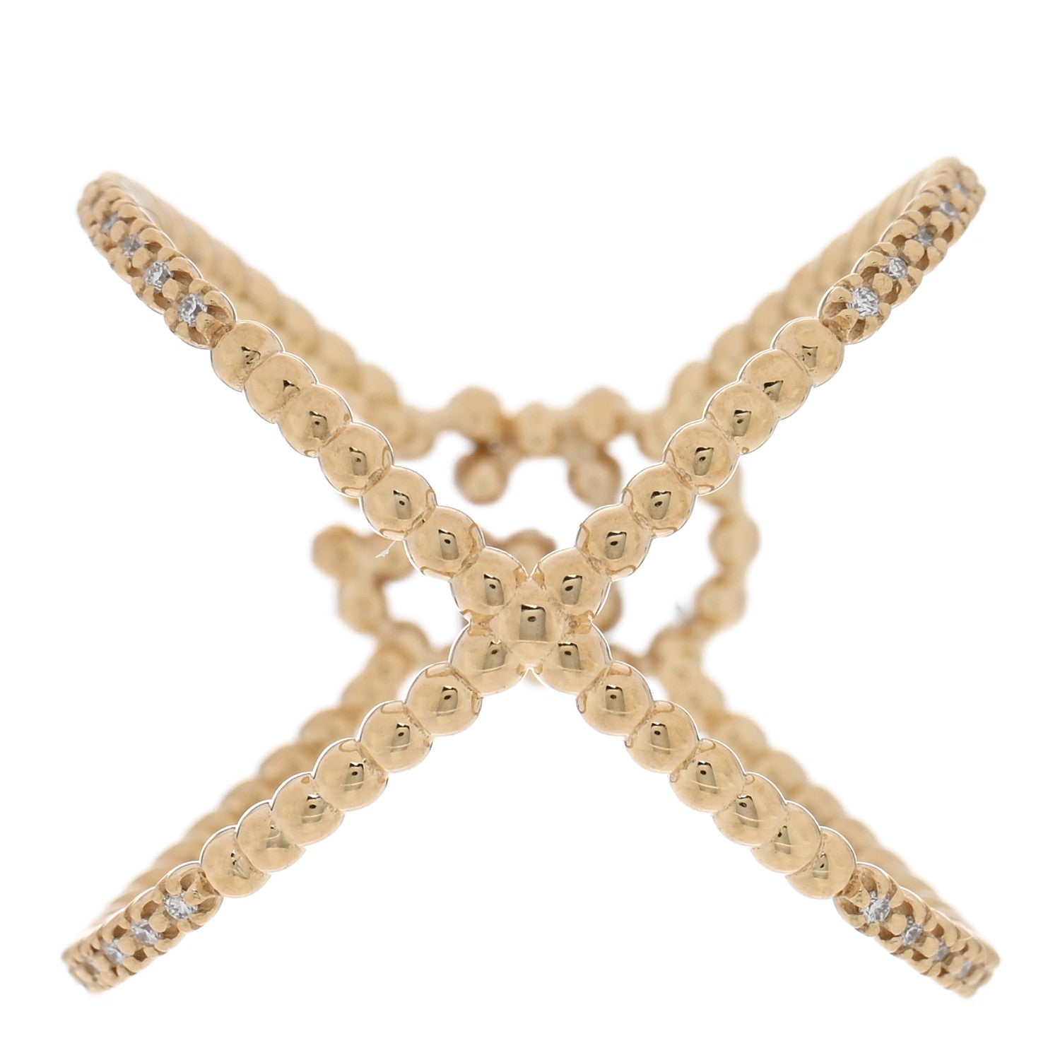 18K Yellow Gold Diamond Running G Cross Pave Ring 56 7.5