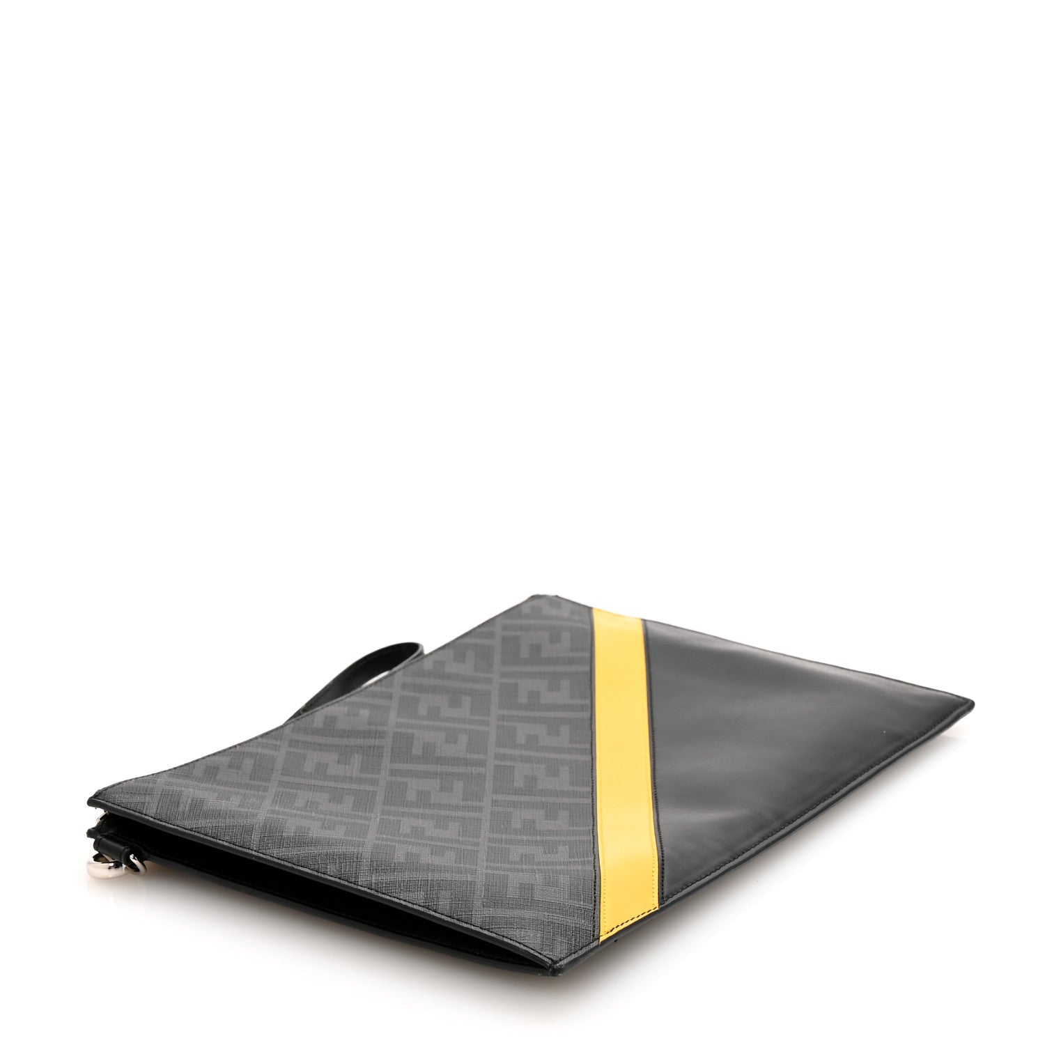 Glazed Fabric Vitello Liberty FF 1974 Diagonal Flat Clutch  Sunflower Black