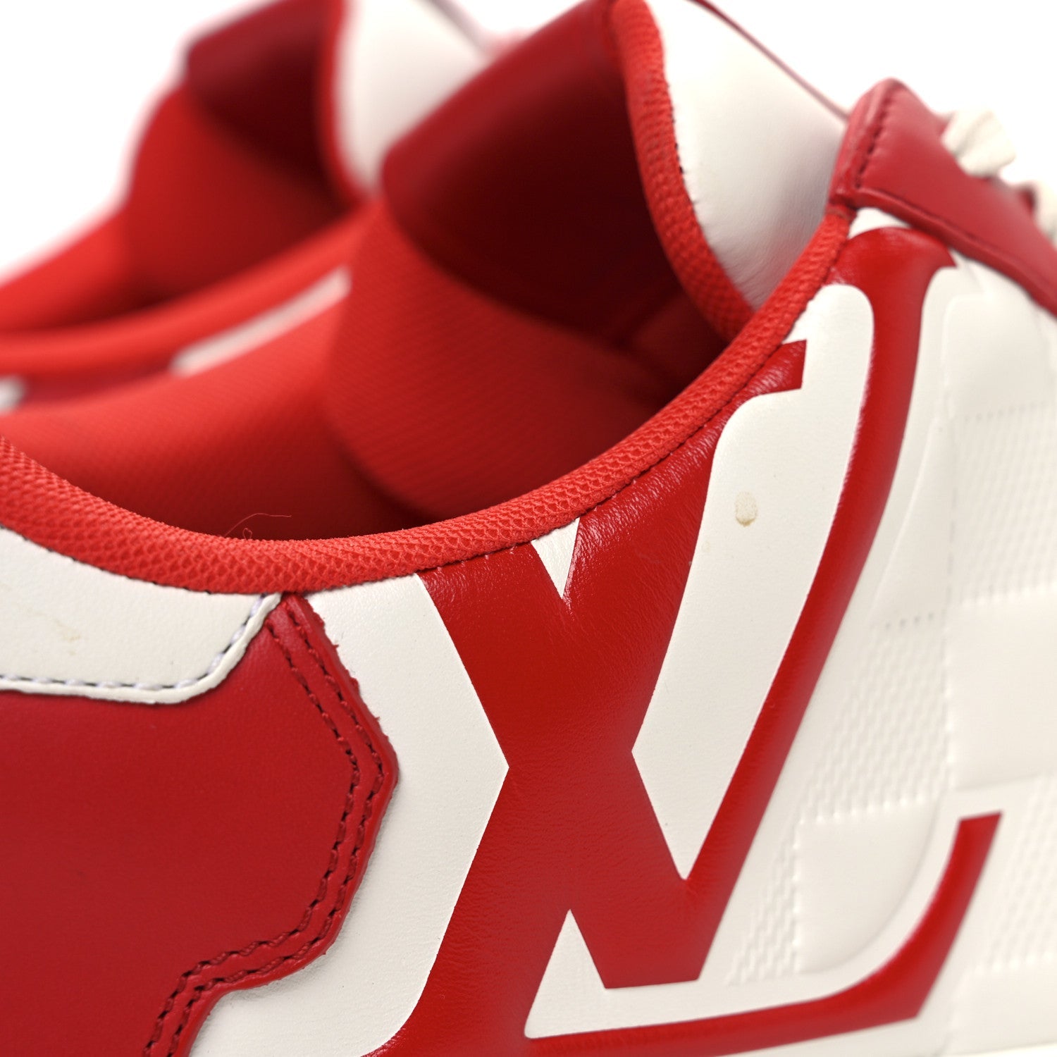 Calfskin Maxi Damier Mens Rivoli Sneakers 8 Orange White