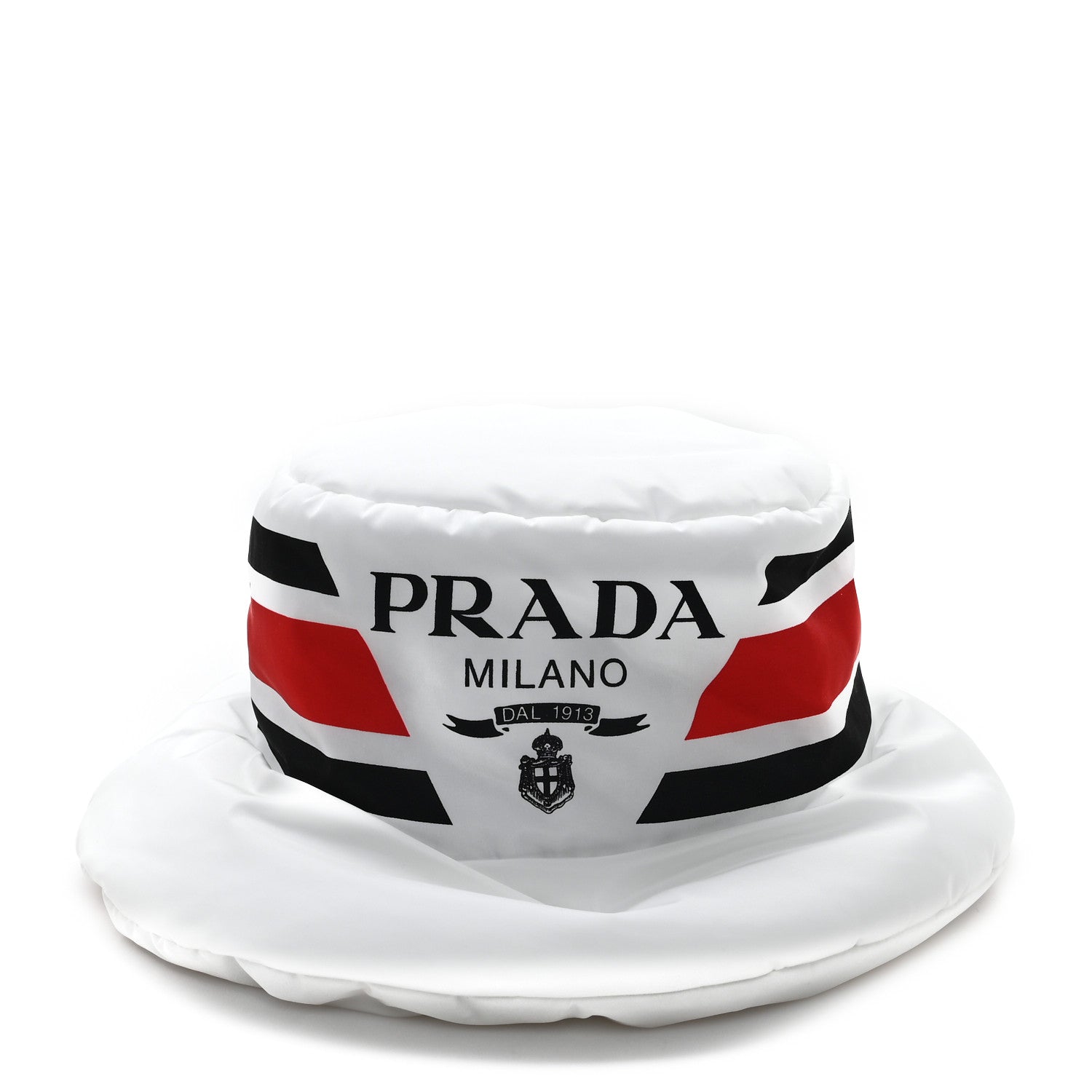 Re-Nylon Triangle Logo Padded Mens Bucket Hat L White Rosso