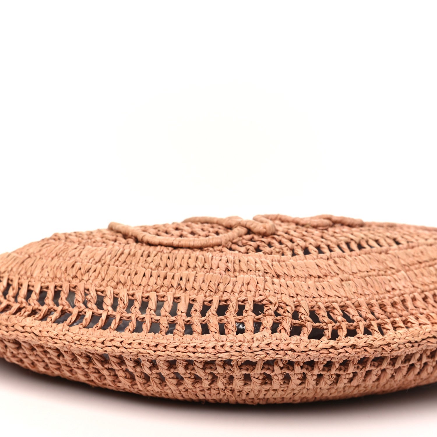 Raffia Calfskin Summer Banana Hobo Summery Beige