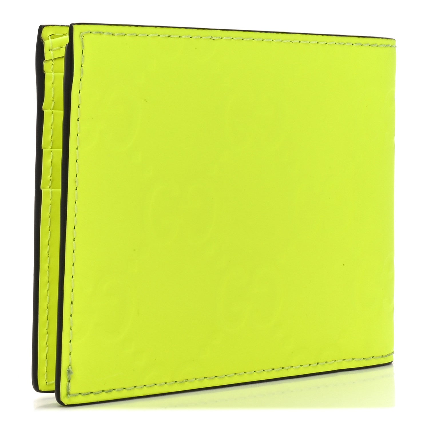 Rubber Effect GG Embossed Bi-Fold Wallet Fluorescent Yellow