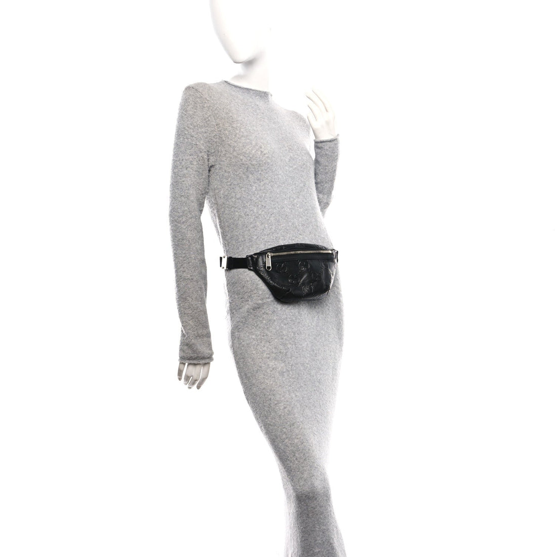 Calfskin GG Tennis Embossed Belt Bag Black