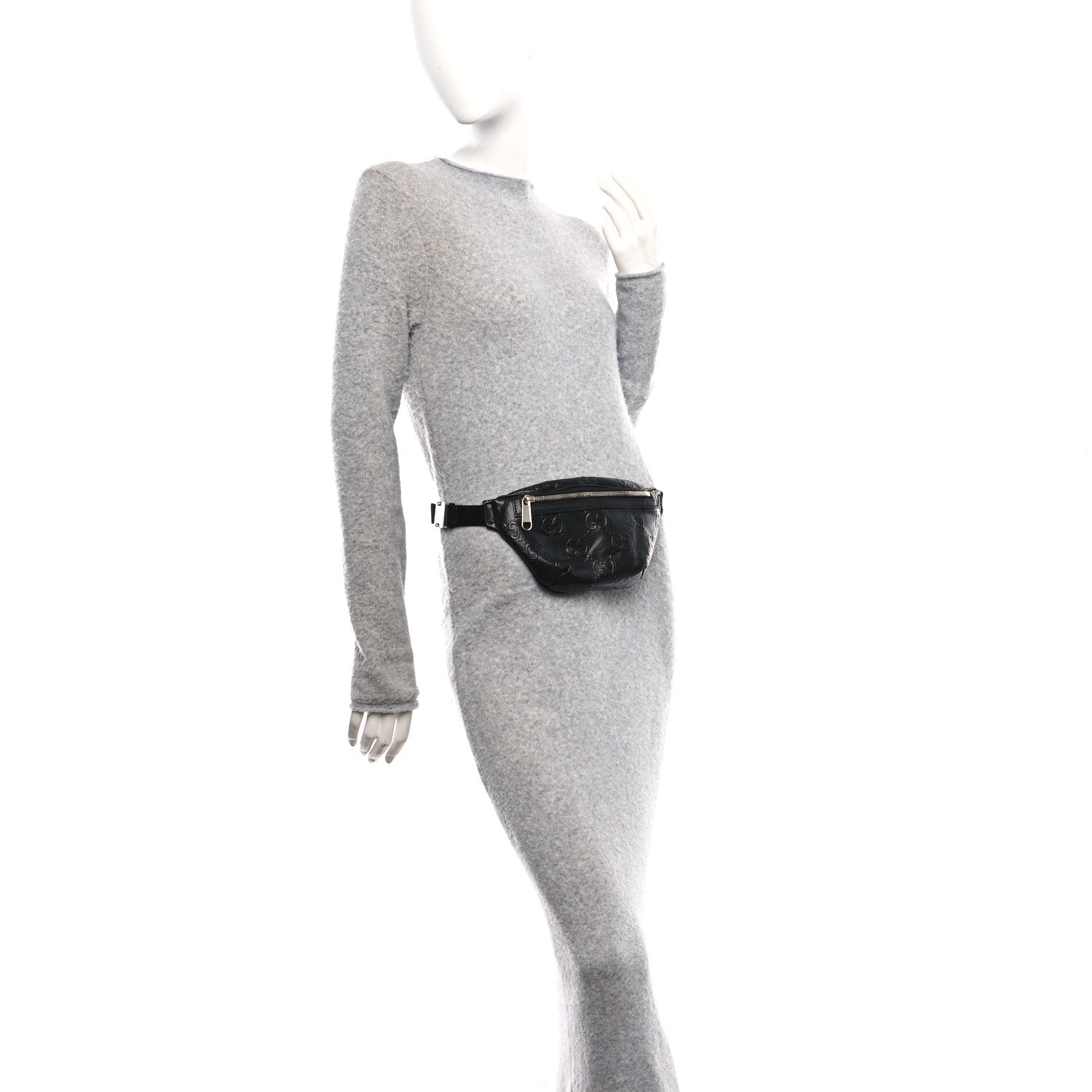 Calfskin GG Tennis Embossed Belt Bag Black